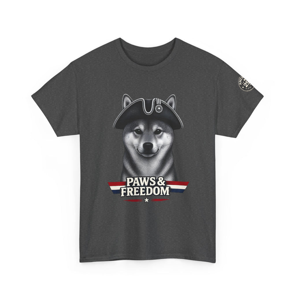 Shiba Inu - America 250 - Paws & Freedom Dog with Tricorn Hat Tee | Patriotic Shiba Inu Shirt