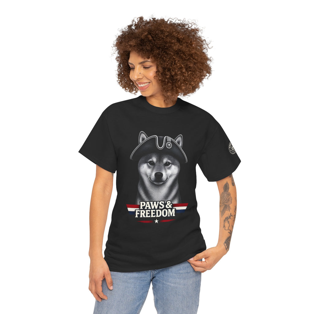 Shiba Inu - America 250 - Paws & Freedom Dog with Tricorn Hat Tee | Patriotic Shiba Inu Shirt