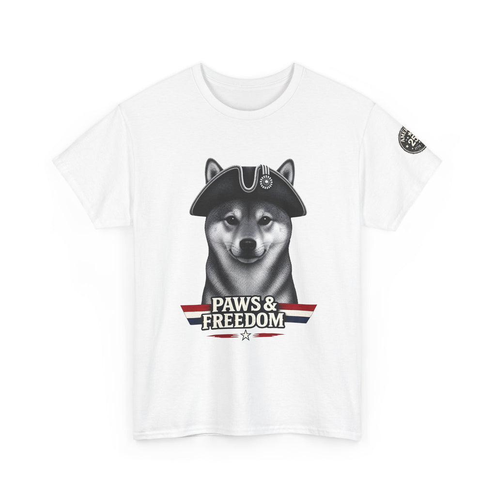 Shiba Inu - America 250 - Paws & Freedom Dog with Tricorn Hat Tee | Patriotic Shiba Inu Shirt