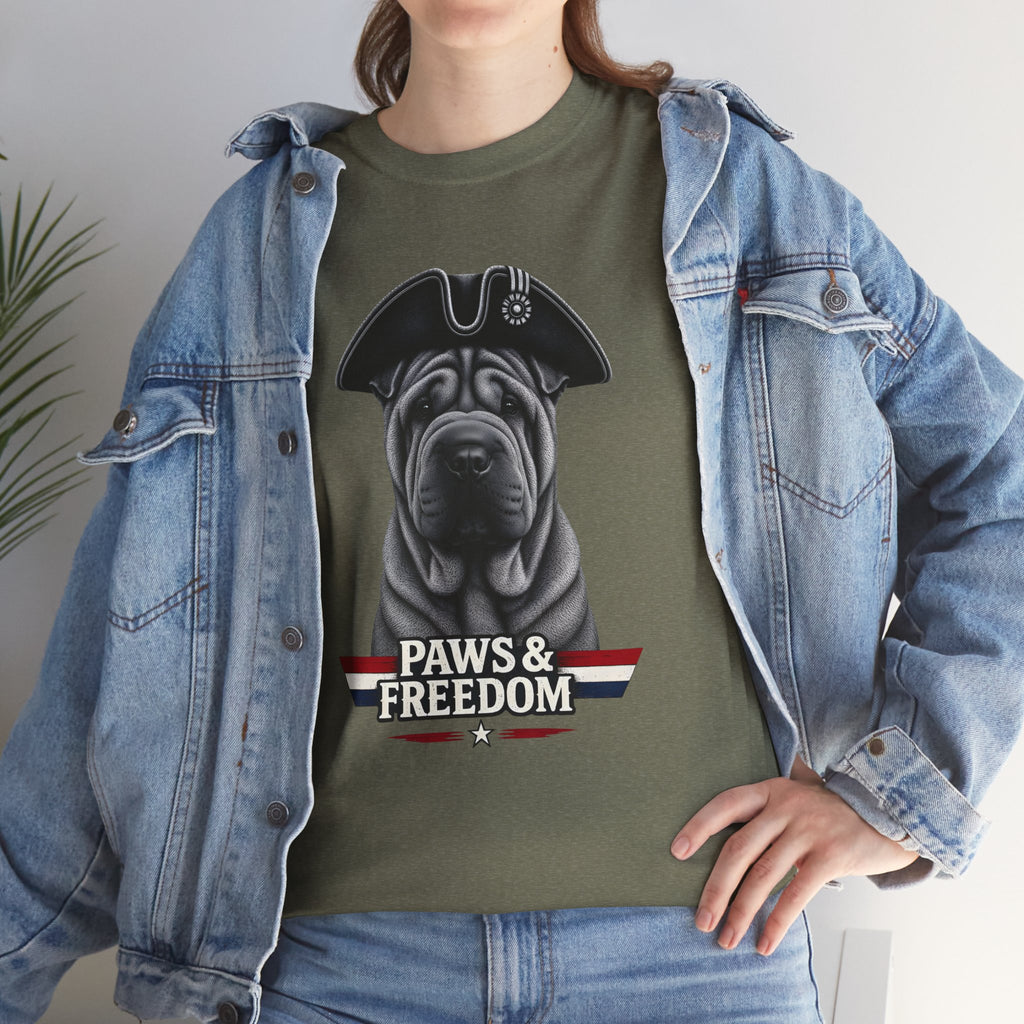 Shar Pei - America 250 - Paws & Freedom Dog Portrait Tee | Patriotic Shar-Pei Tricorn Hat Shirt