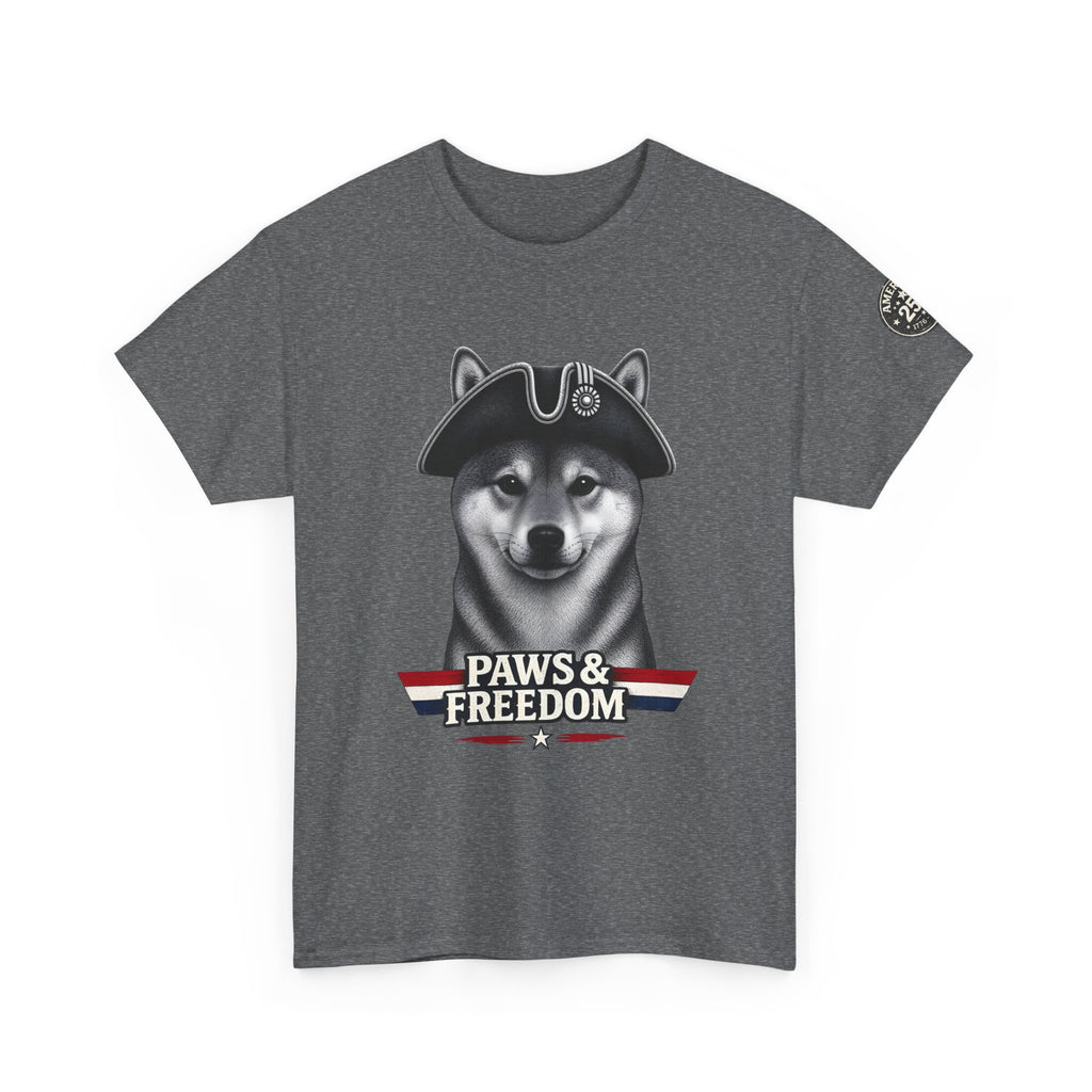 Shiba Inu - America 250 - Paws & Freedom Dog with Tricorn Hat Tee | Patriotic Shiba Inu Shirt