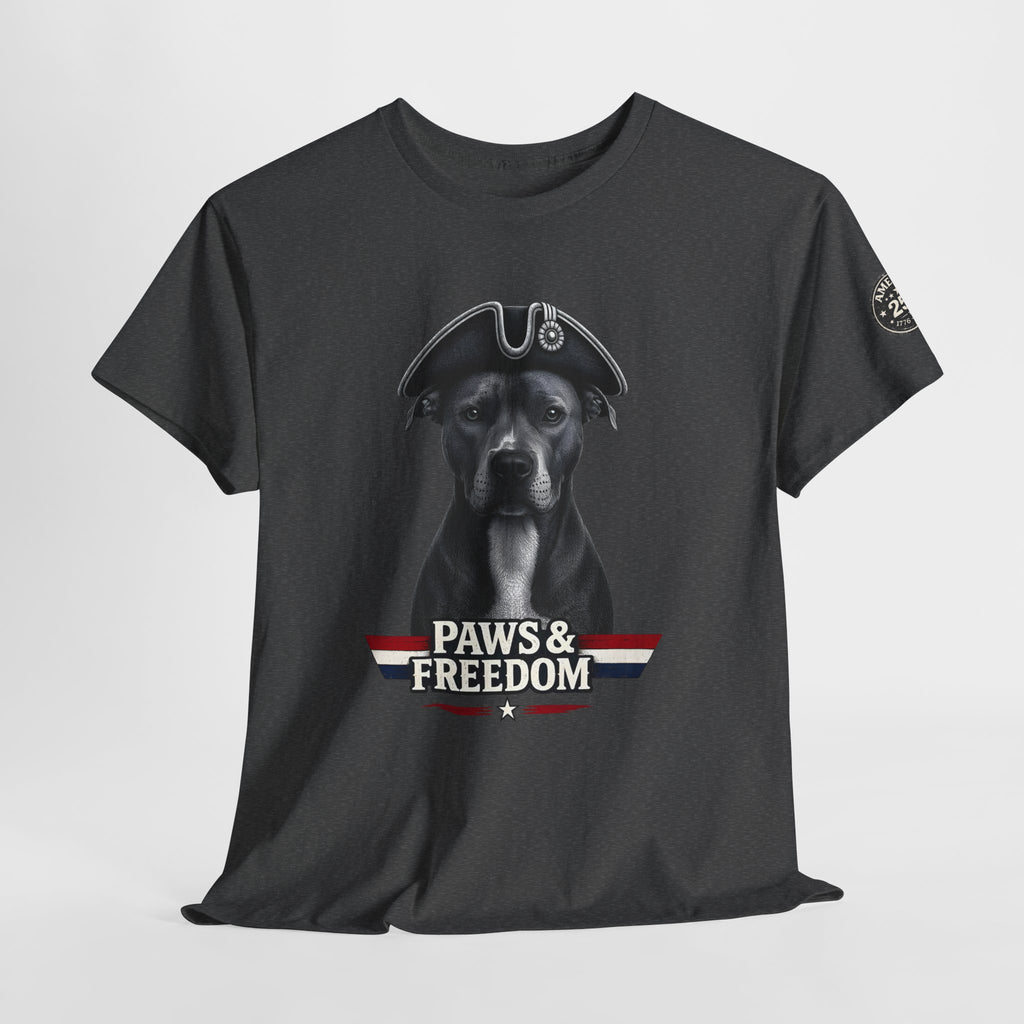 Pitbull - America 250 - Paws & Freedom Celebration T-Shirt - Patriotic Unisex Heavy Cotton Tee