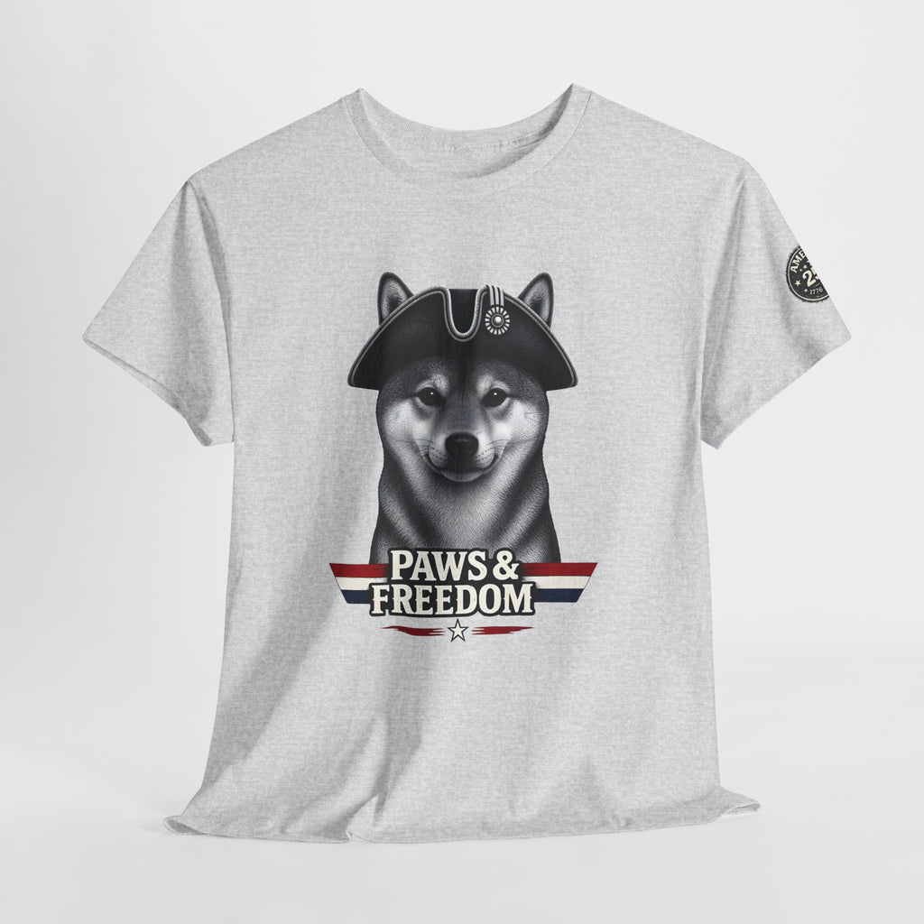 Shiba Inu - America 250 - Paws & Freedom Dog with Tricorn Hat Tee | Patriotic Shiba Inu Shirt