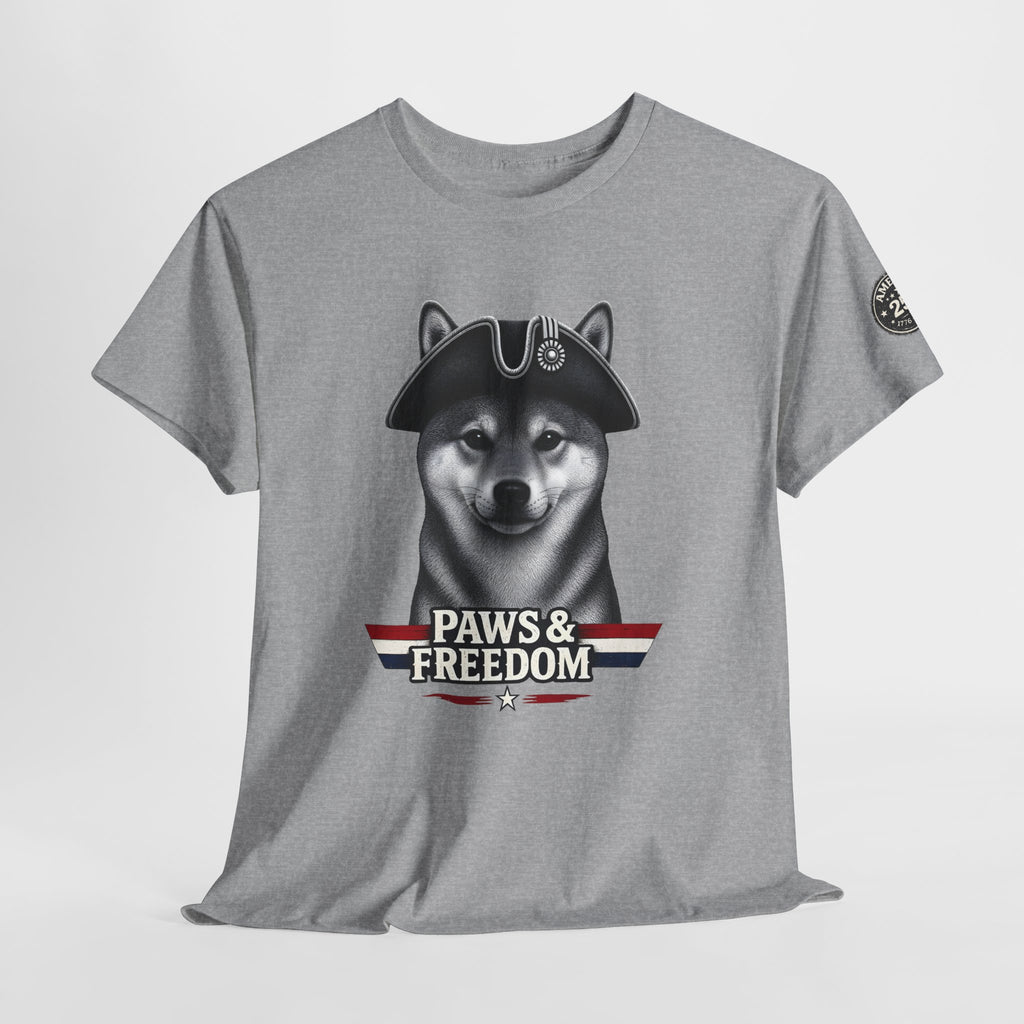 Shiba Inu - America 250 - Paws & Freedom Dog with Tricorn Hat Tee | Patriotic Shiba Inu Shirt