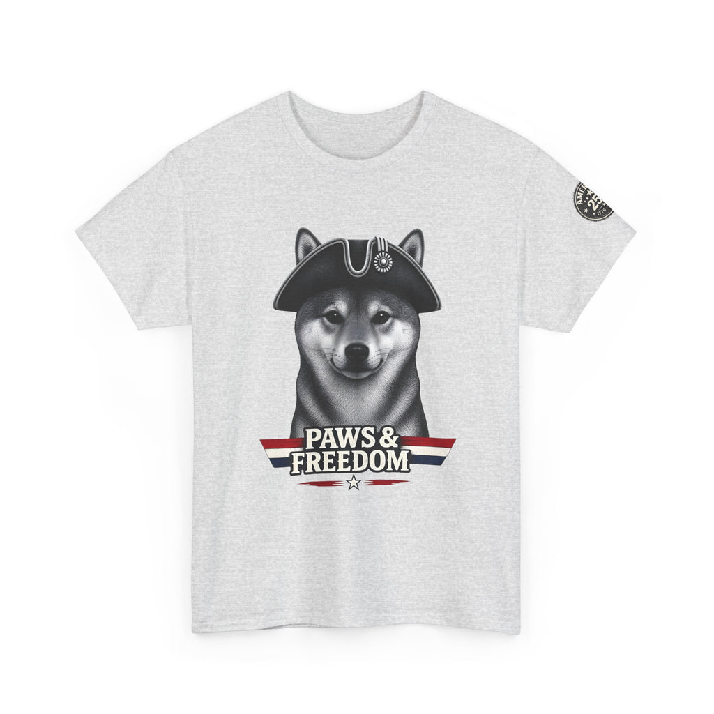 Shiba Inu - America 250 - Paws & Freedom Dog with Tricorn Hat Tee | Patriotic Shiba Inu Shirt