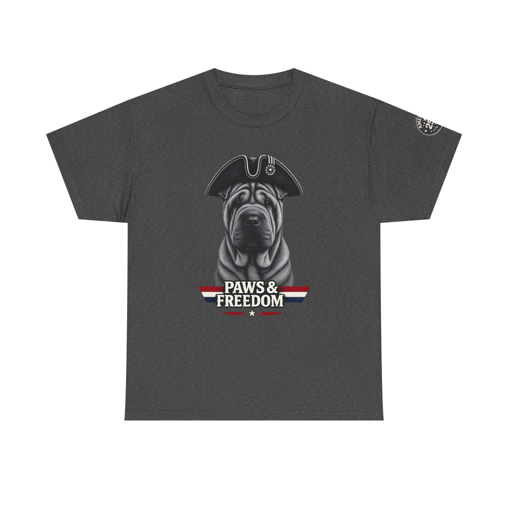 Shar Pei - America 250 - Paws & Freedom Dog Portrait Tee | Patriotic Shar-Pei Tricorn Hat Shirt