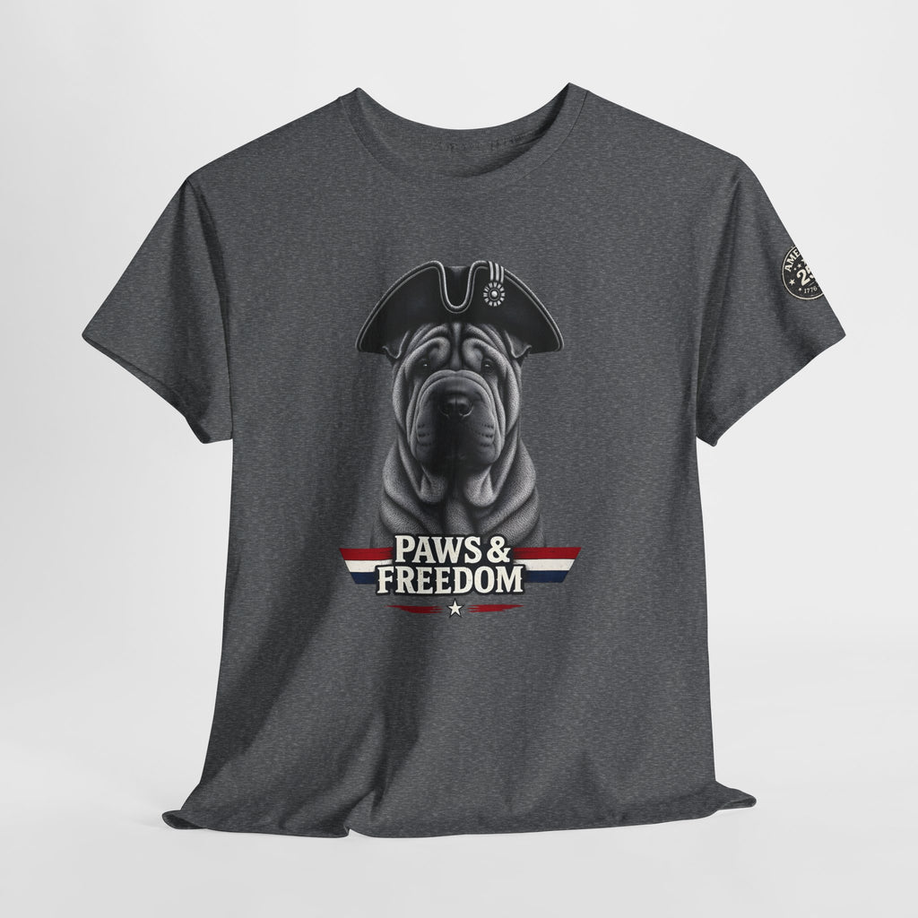 Shar Pei - America 250 - Paws & Freedom Dog Portrait Tee | Patriotic Shar-Pei Tricorn Hat Shirt