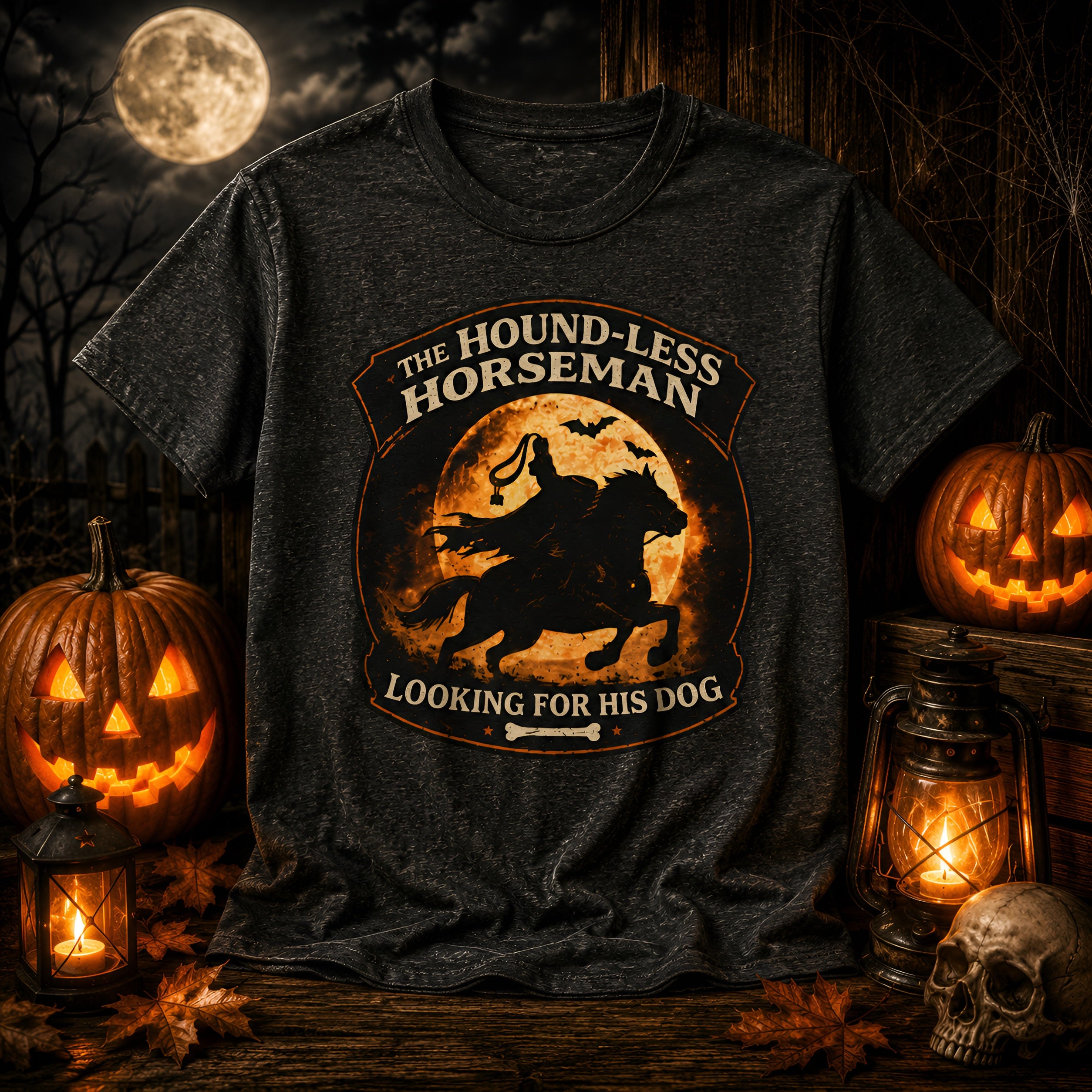 The Hound-Less Horseman | Funny Halloween Dog Shirt | Dog Lover Halloween Tee