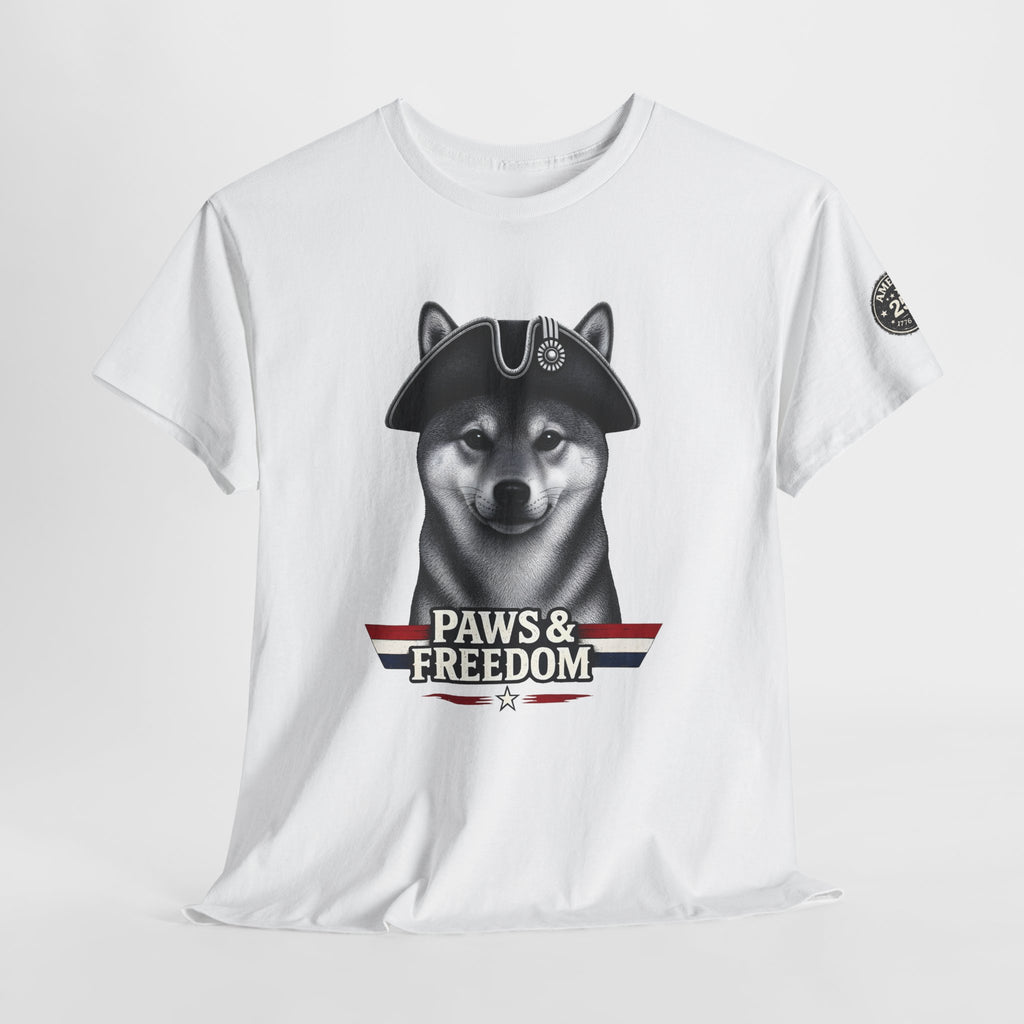 Shiba Inu - America 250 - Paws & Freedom Dog with Tricorn Hat Tee | Patriotic Shiba Inu Shirt