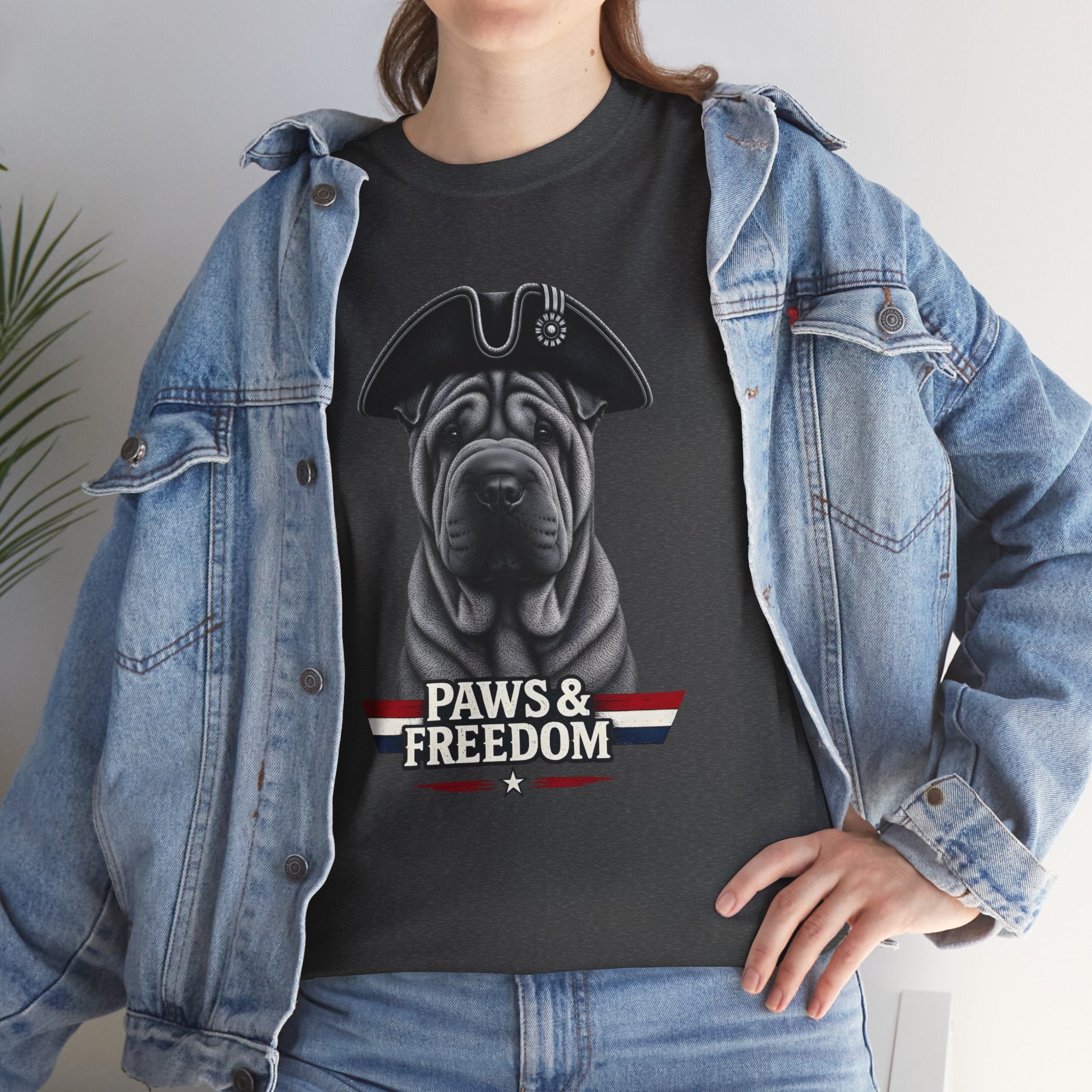 Shar Pei - America 250 - Paws & Freedom Dog Portrait Tee | Patriotic Shar-Pei Tricorn Hat Shirt