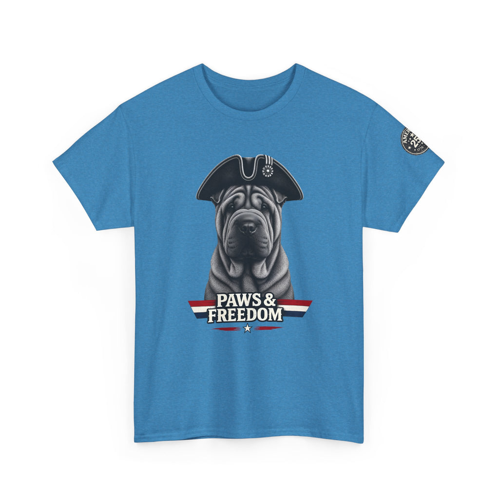 Shar Pei - America 250 - Paws & Freedom Dog Portrait Tee | Patriotic Shar-Pei Tricorn Hat Shirt