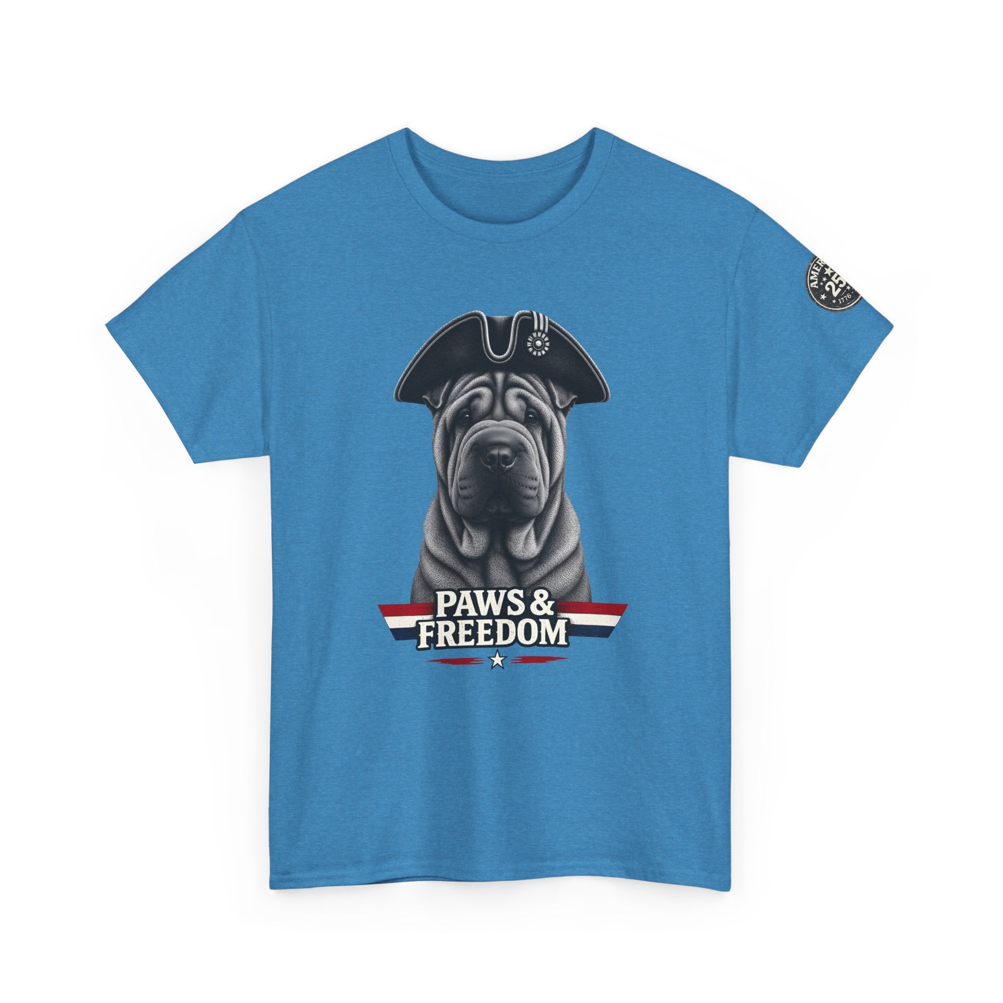 Shar Pei - America 250 - Paws & Freedom Dog Portrait Tee | Patriotic Shar-Pei Tricorn Hat Shirt