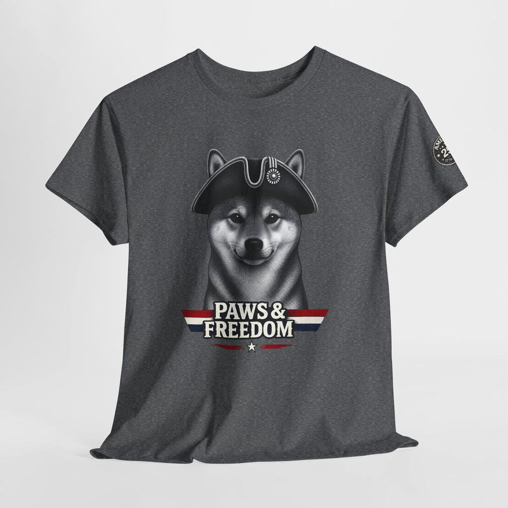 Shiba Inu - America 250 - Paws & Freedom Dog with Tricorn Hat Tee | Patriotic Shiba Inu Shirt
