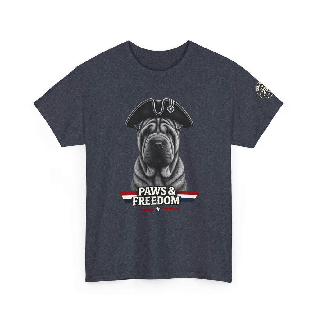 Shar Pei - America 250 - Paws & Freedom Dog Portrait Tee | Patriotic Shar-Pei Tricorn Hat Shirt