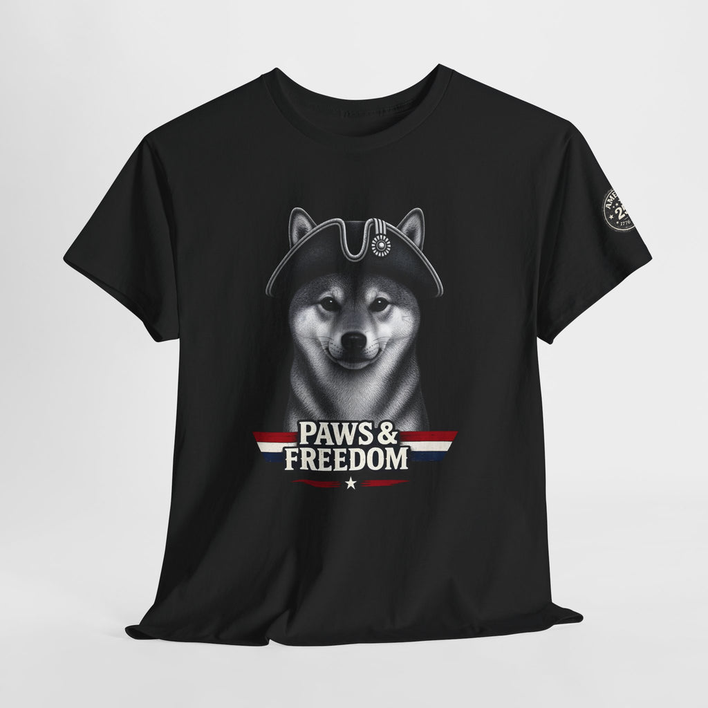Shiba Inu - America 250 - Paws & Freedom Dog with Tricorn Hat Tee | Patriotic Shiba Inu Shirt