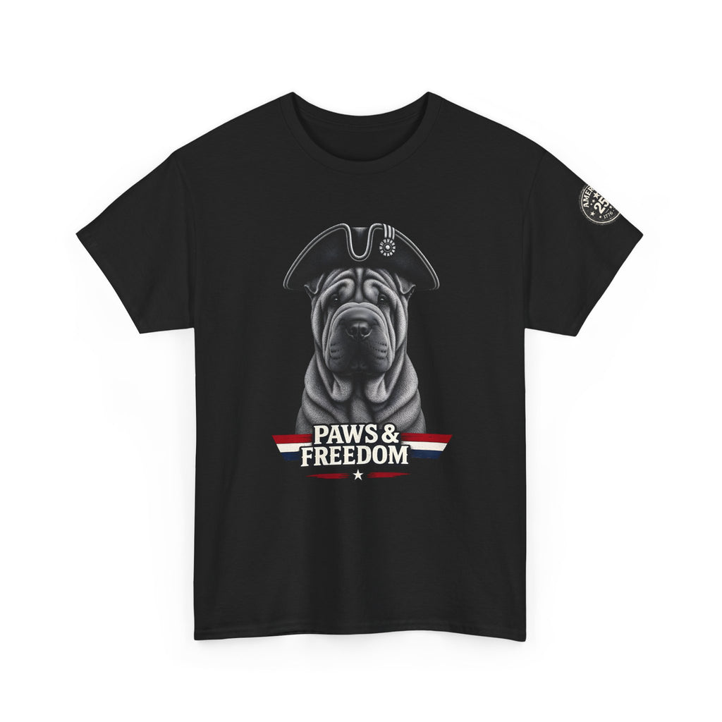 Shar Pei - America 250 - Paws & Freedom Dog Portrait Tee | Patriotic Shar-Pei Tricorn Hat Shirt