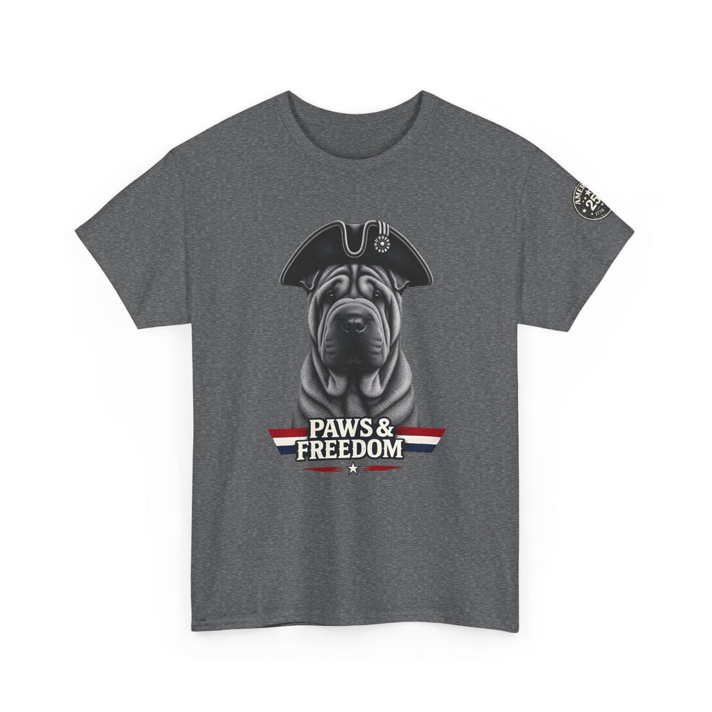 Shar Pei - America 250 - Paws & Freedom Dog Portrait Tee | Patriotic Shar-Pei Tricorn Hat Shirt